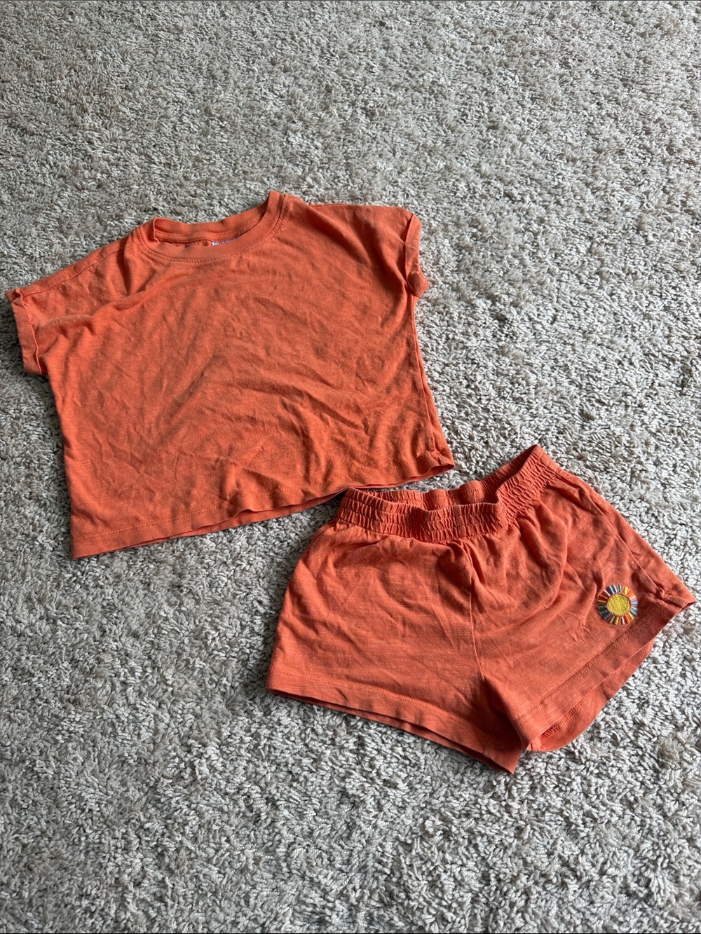 Hanna Andersson Orange Toddler Tee and Shorts Set
